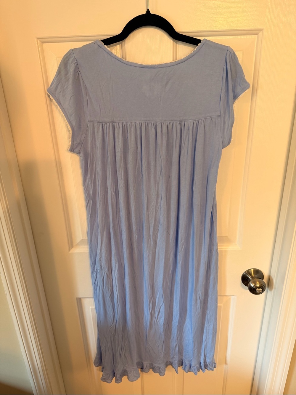 Eileen West Light Blue Button-Front Maxi Nightgown - Picture 4 of 5